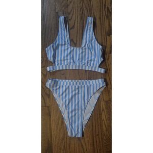 Blooming Jelly 2pc. High-cut Striped Bikini Swimsuit Bathingsuit Women's Size XL